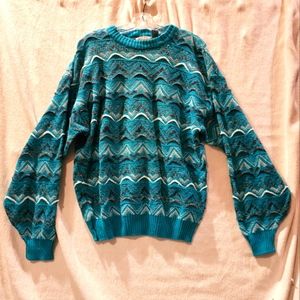 Vintage Men's L City Streets Turquoise Cosby Sweater